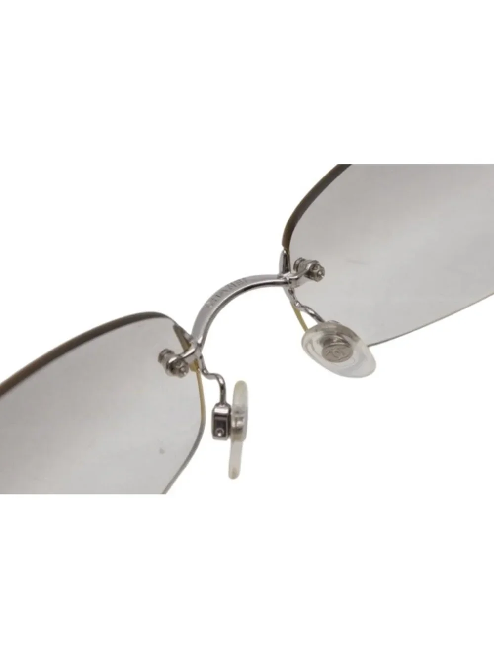 Chanel CC Logo Rimless Sunglasses Clear Acetate Eyewear